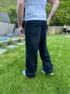 Baggy Kalıp Kemerli Siyah Kot Pantolon