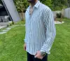 Beyaz Siyah Çizgili Gömlek
