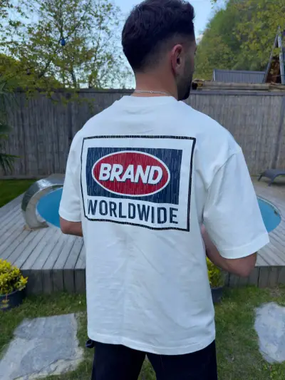Beyaz Oversize Baskılı Tshirt
