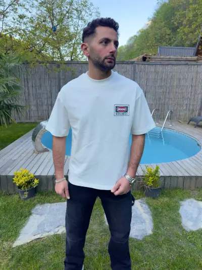 Beyaz Oversize Baskılı Tshirt