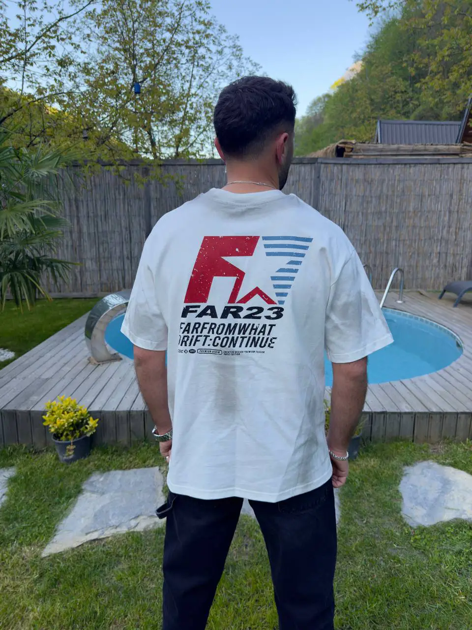 Beyaz Oversize F23 Baskılı Tshirt