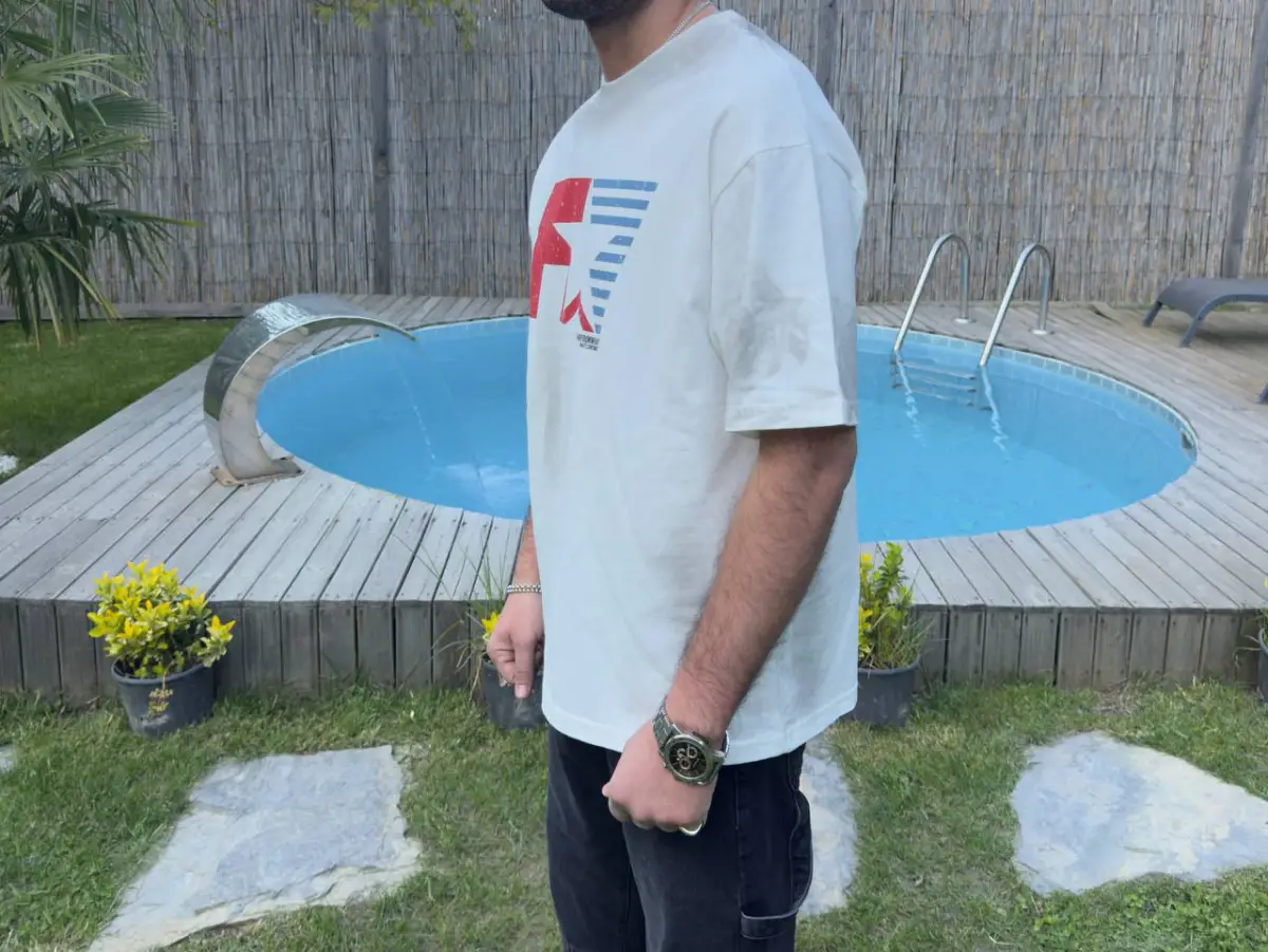Beyaz Oversize F23 Baskılı Tshirt