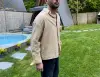 Kahverengi Beyaz Çizgili Keten Gömlek