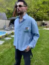 Mavi Beyaz Çizgili Oversize Gömlek