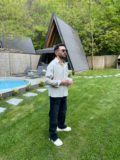 Bej Beyaz Çizgili Oversize Gömlek