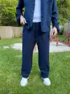 Lacivert Müslin Kumaş Gömlek Pantolon Takım