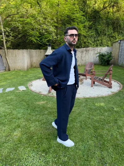 Lacivert Müslin Kumaş Gömlek Pantolon Takım