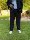 Siyah Müslin Kumaş Gömlek Pantolon Takım