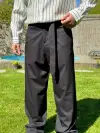 Siyah Kemerli Kumaş Pantolon