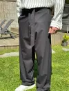 Siyah Kemerli Kumaş Pantolon