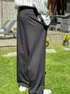 Siyah Kemerli Kumaş Pantolon