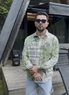 Yeşil Desenli Oversize Gömlek