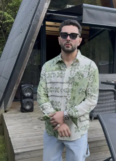 Yeşil Desenli Oversize Gömlek