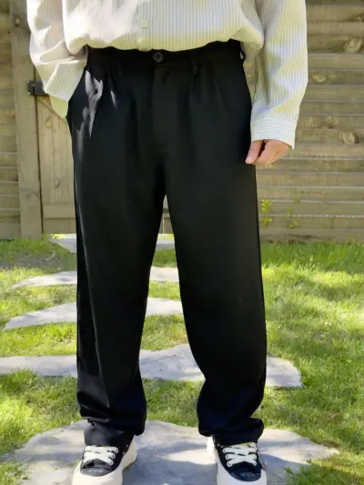 Siyah Oversize Kumaş Pantolon